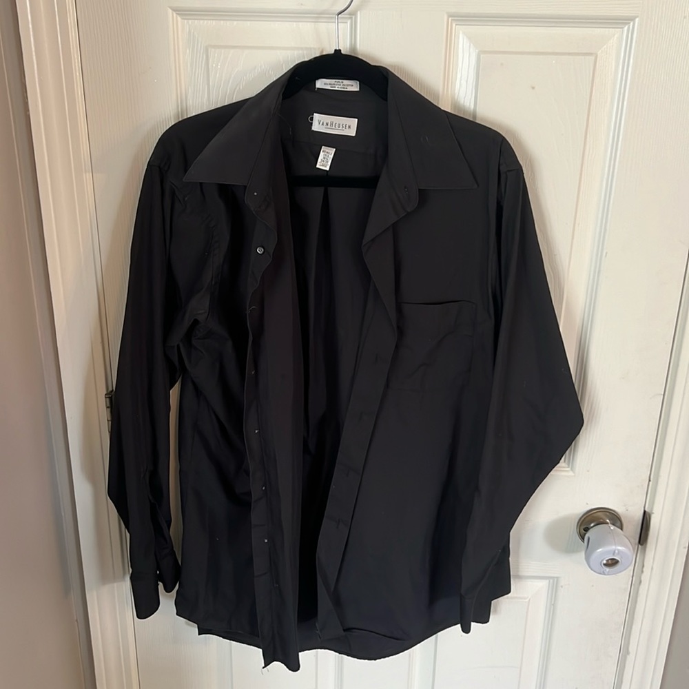 Van Heusen Men’s Dress Shirt - Black - ne k 16 1/2, 34/35 , large